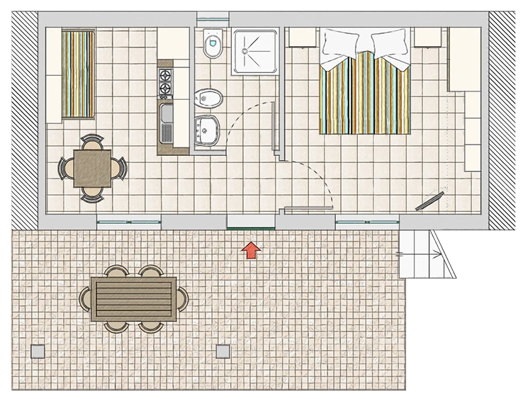 Piantina di un appartamento del camping Promontorio